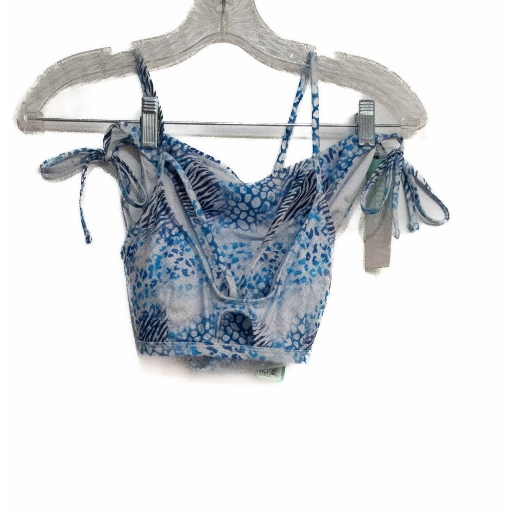 Sandcastle Womens Blue White Aqua Bikini Swimwear Two Piece Spaghetti Strap L